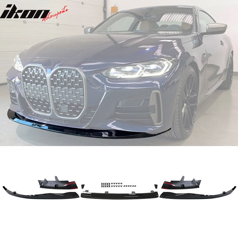 2021-2025 BMW G22 G23 4-Series Gloss Black Front Rear Lip + Side Skirt - Image 2