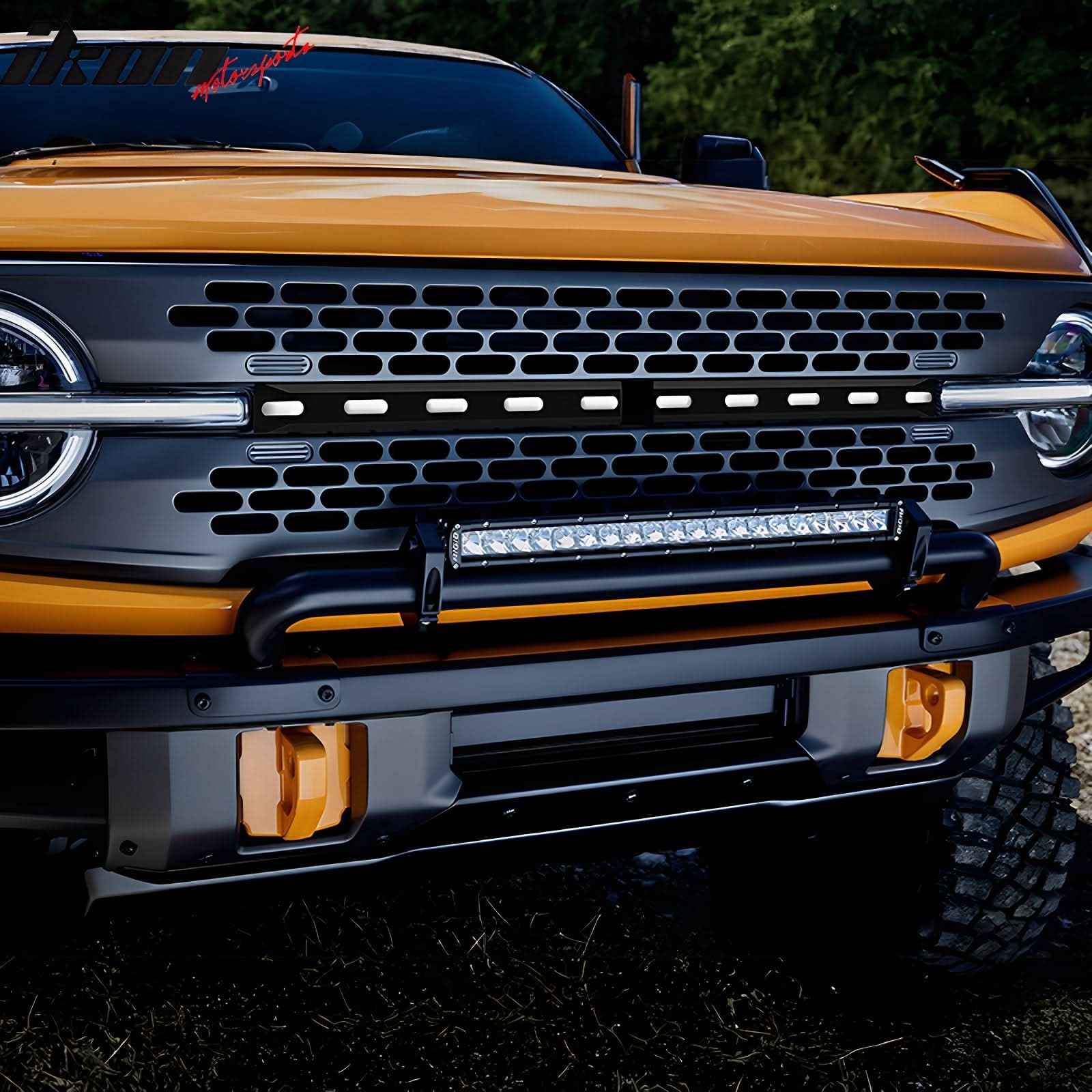 2021-2025 Ford Bronco 2/4 Door Front Bumper Grille Lights Black - Image 4