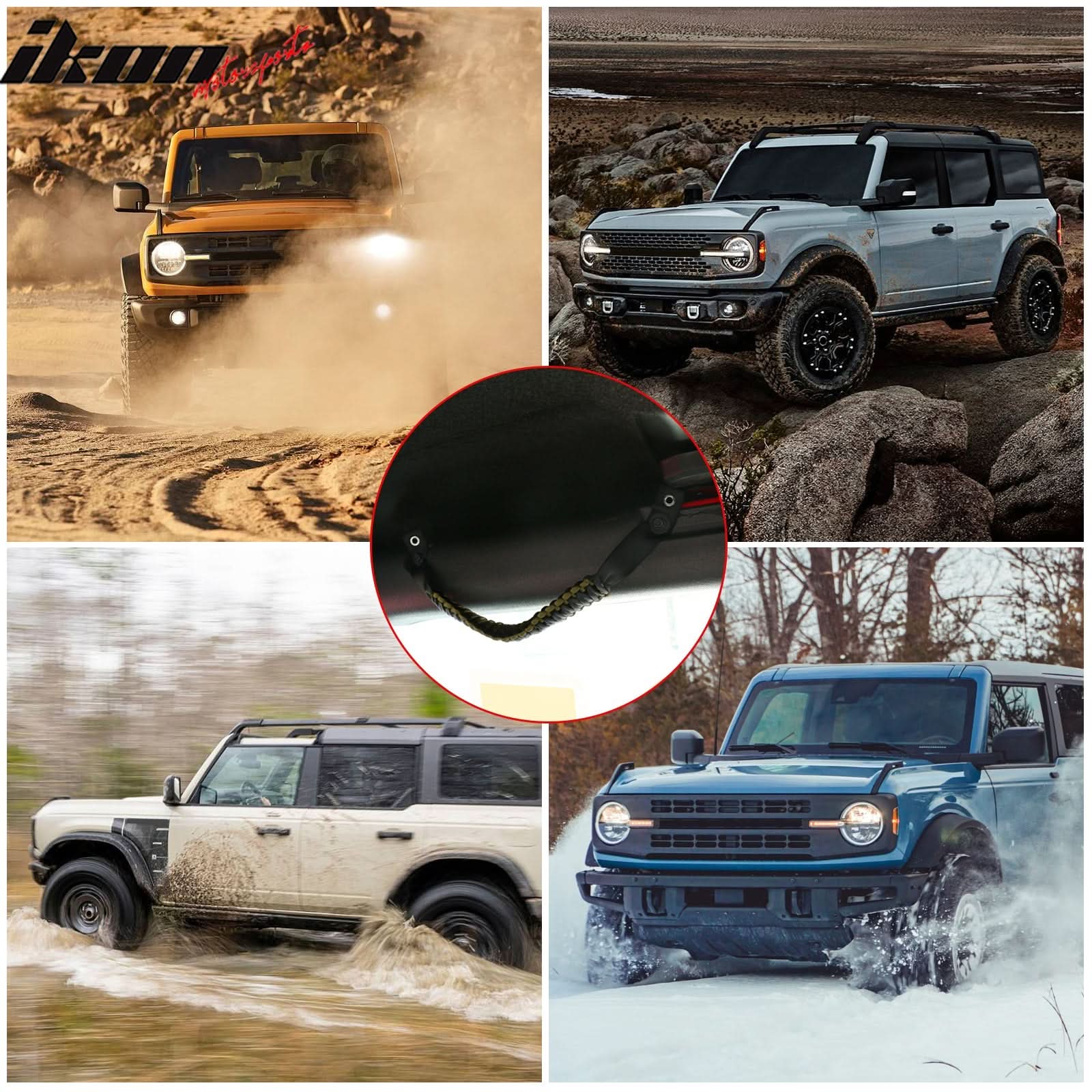 2021-2025 Ford Bronco 2/4Dr 4PCS Nylon Roll Bar Grab Handles Grip - Image 12