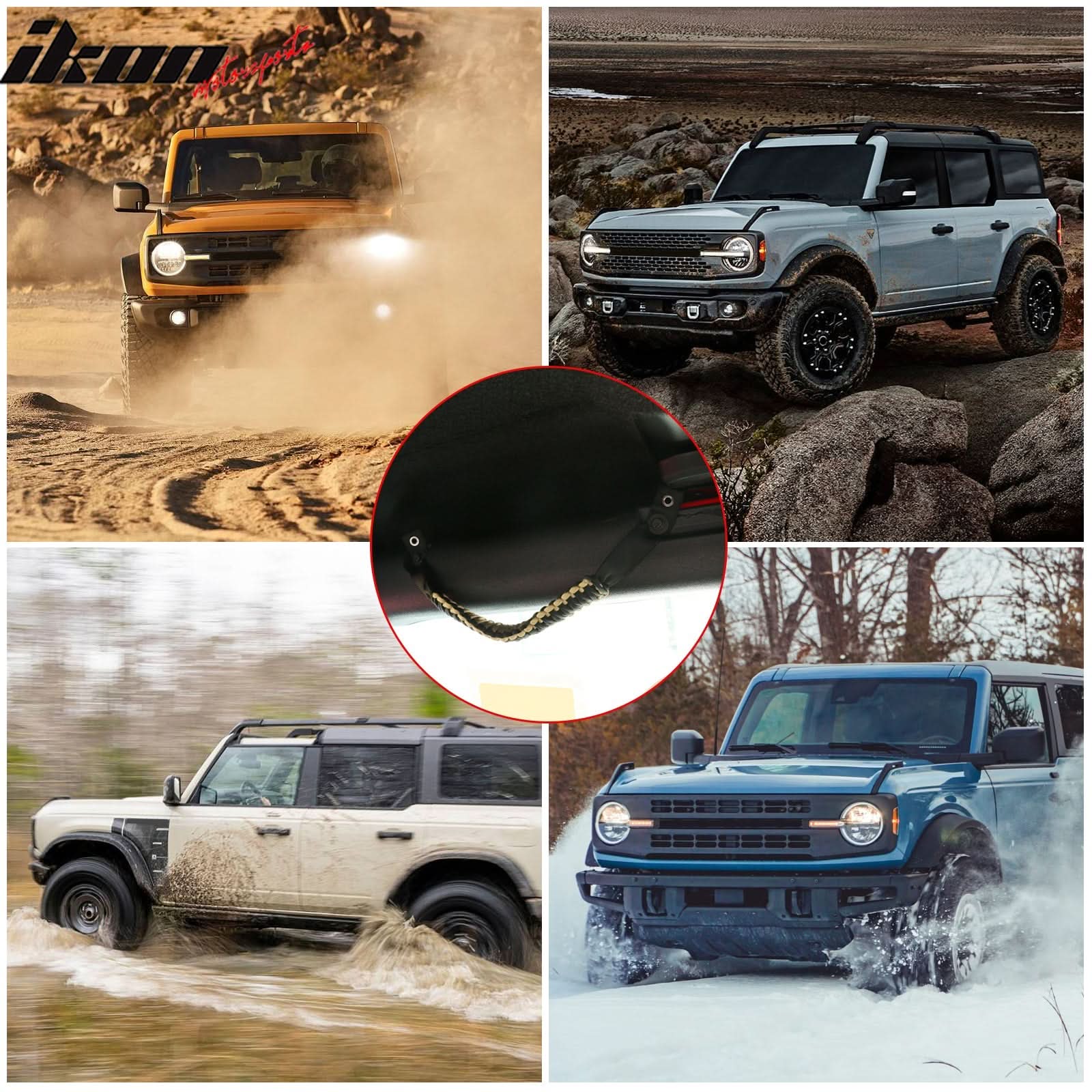 2021-2025 Ford Bronco 2/4Dr 4PCS Nylon Roll Bar Grab Handles Grip - Image 20