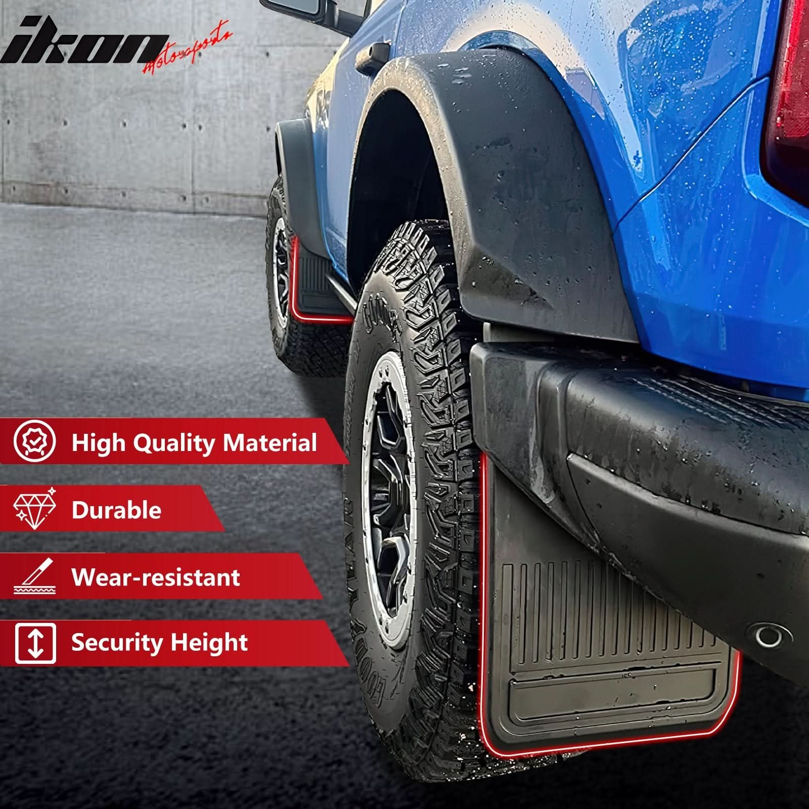 2021-2025 Ford Bronco Black 4PCS Front Rear Mud Flaps Splash Guards - Image 3