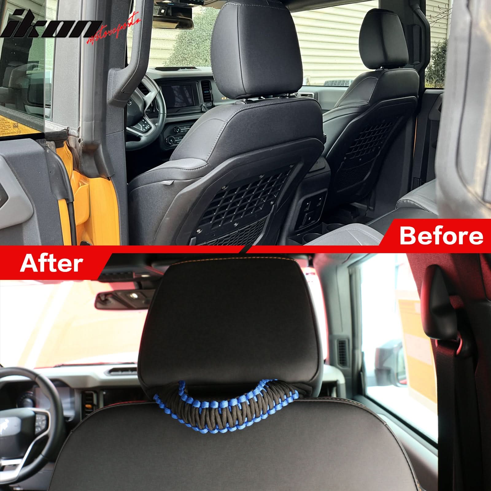 2021-2025 Ford Bronco Headrest Handle + Roll Bar Grab Nylon 4PCS - Image 9