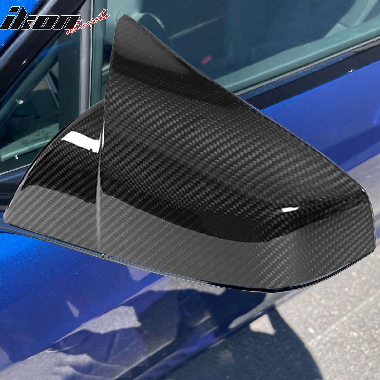 2021-2025 Tesla Model S Gloss Black Side Mirror Cover Dry Carbon Fiber - Image 2