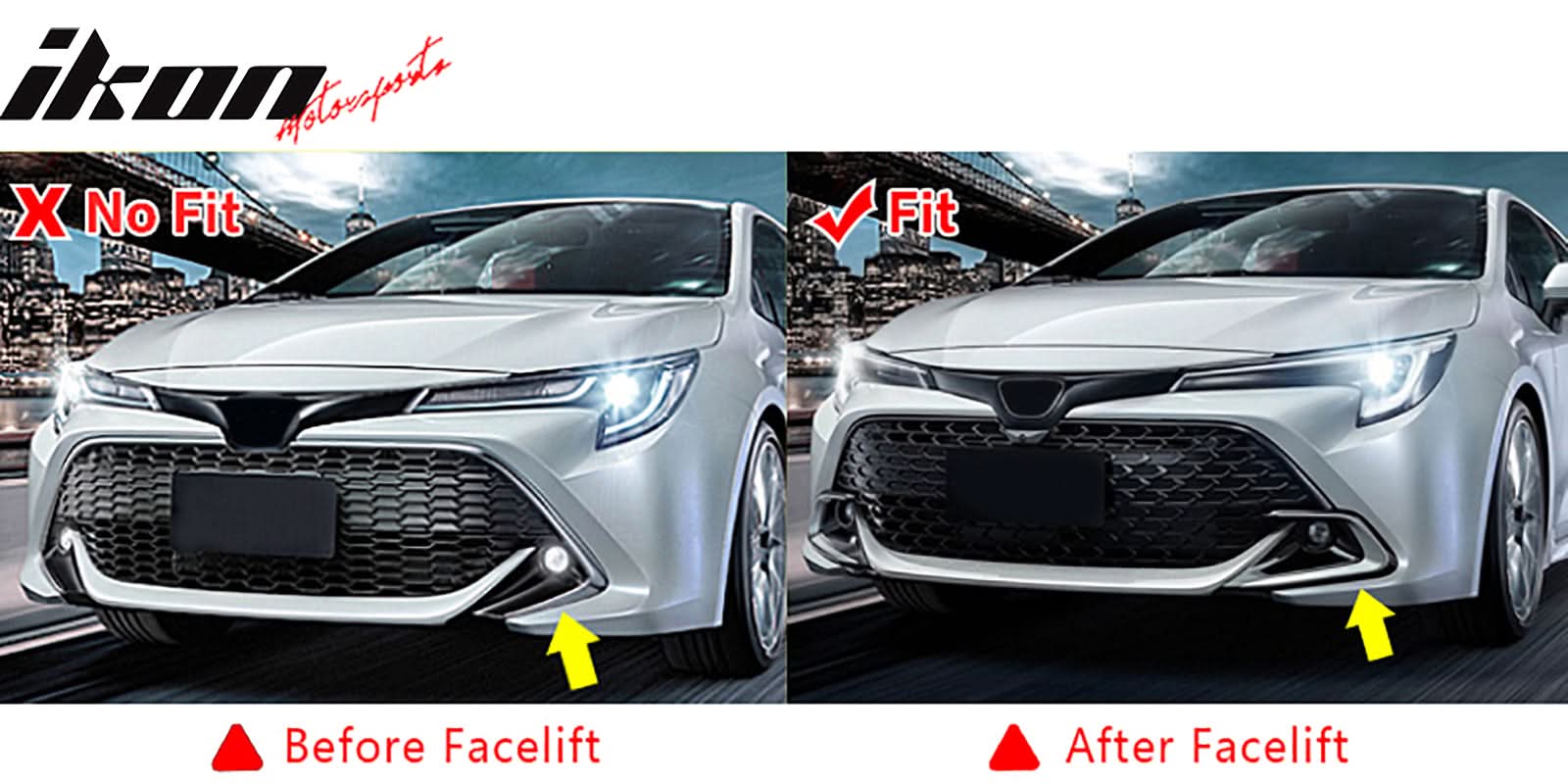 2022-2023 Toyota Corolla Gloss Black Front Bumper Lip + Side Canards - Image 3