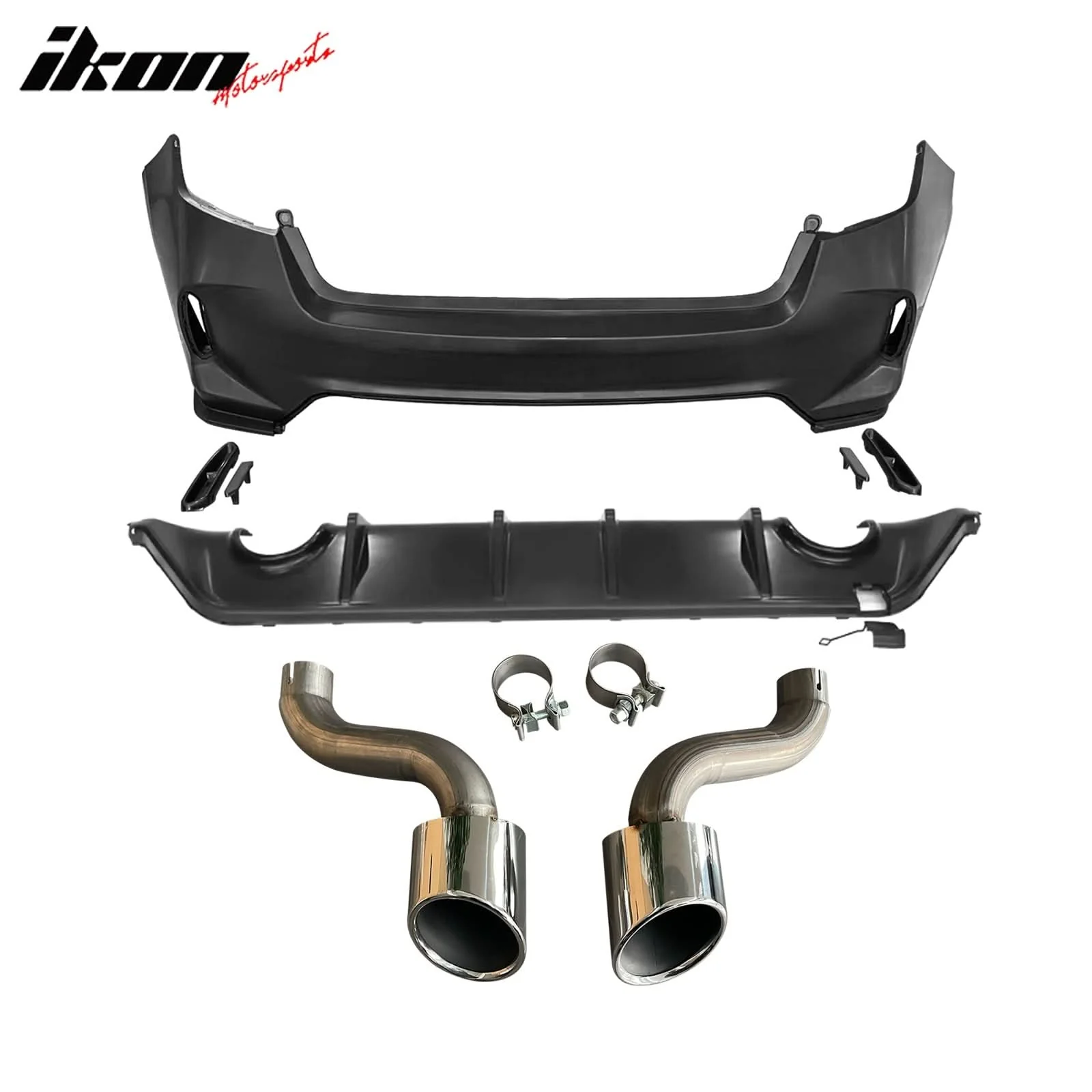 2022-2024 Honda Civic Sedan Rear Bumper Cover + Diffuser +Exhaust Pipe - Image 6