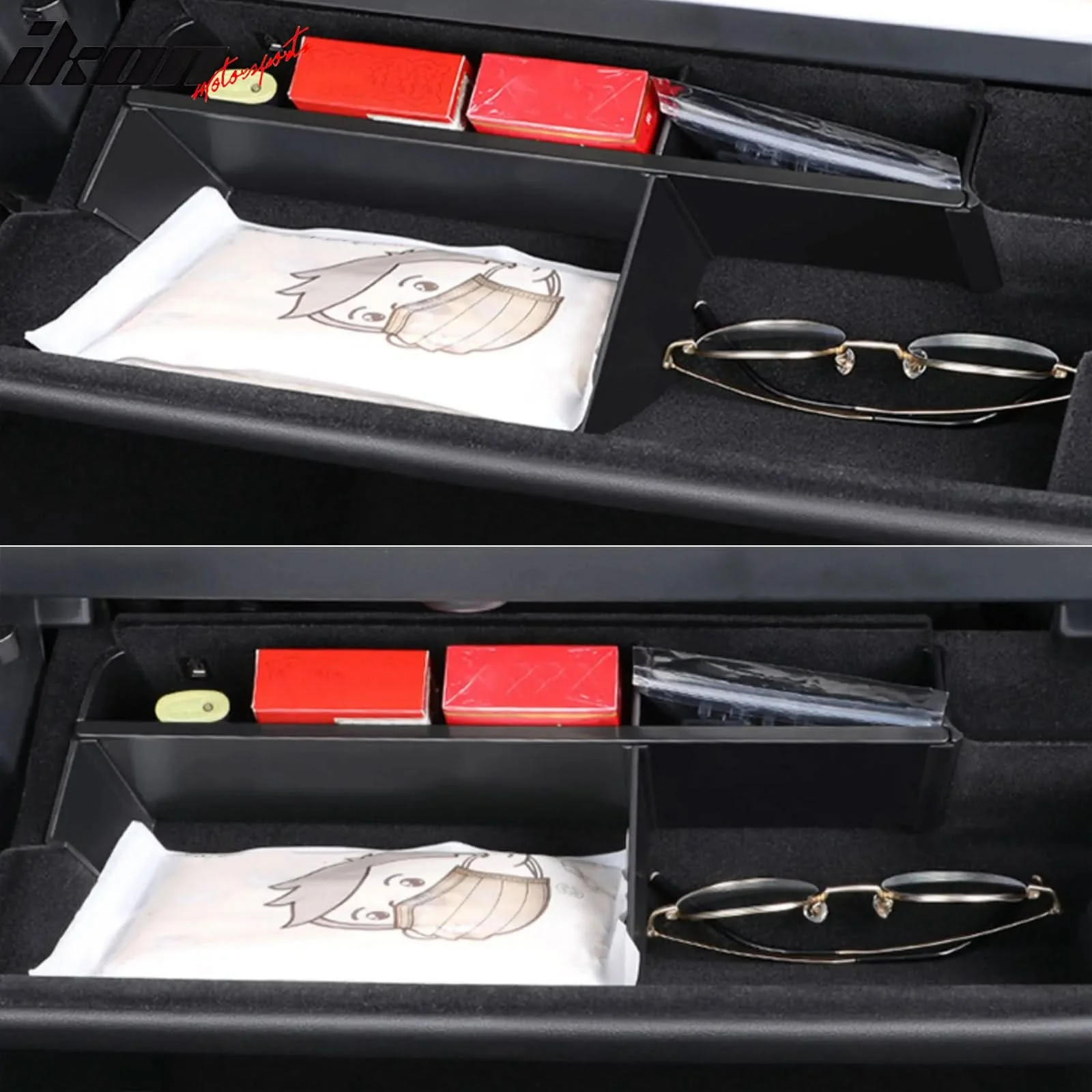 2022-2024 Tesla Model Y Black Glove Compartment Storage Organizer PP - Image 3