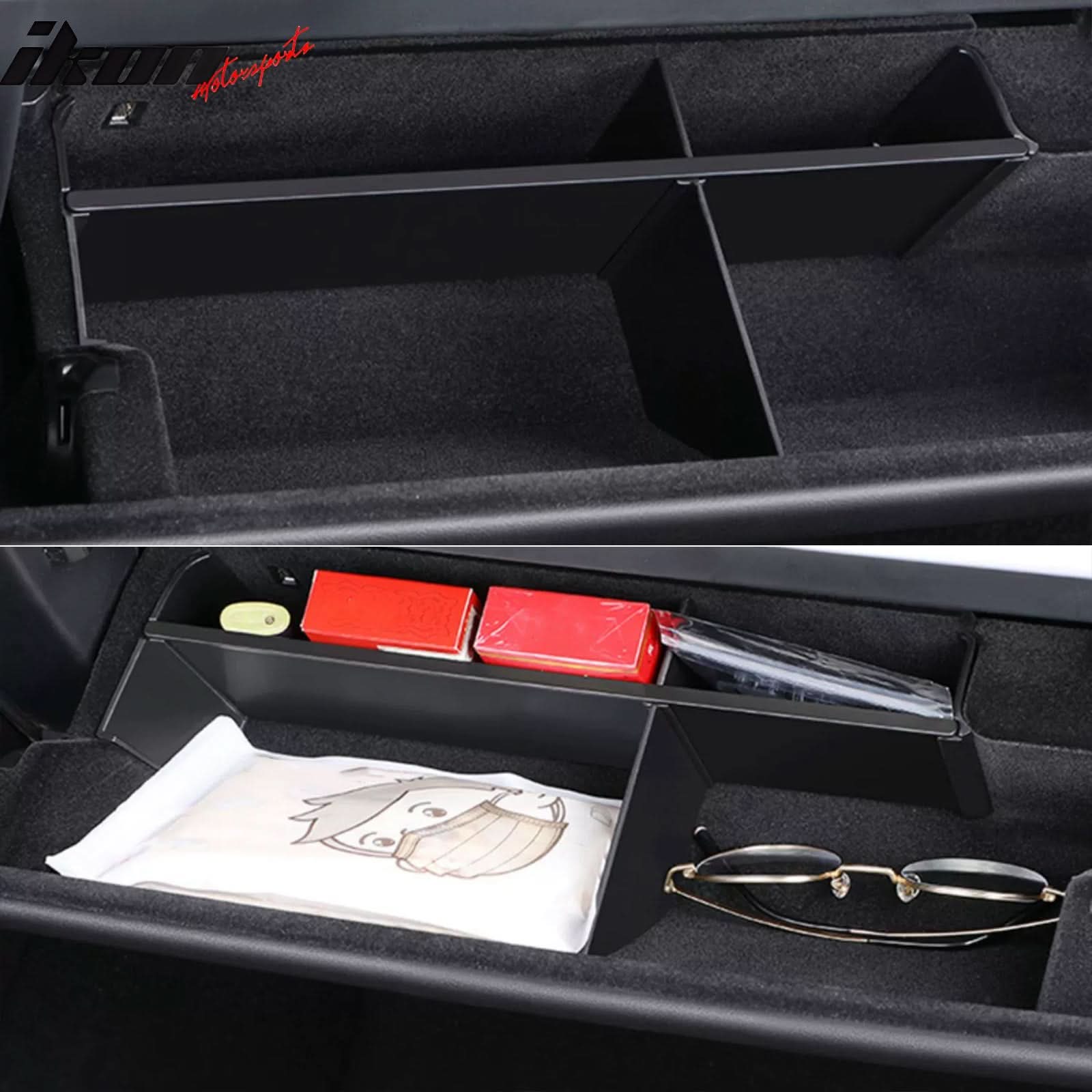 2022-2024 Tesla Model Y Black Glove Compartment Storage Organizer PP - Image 4