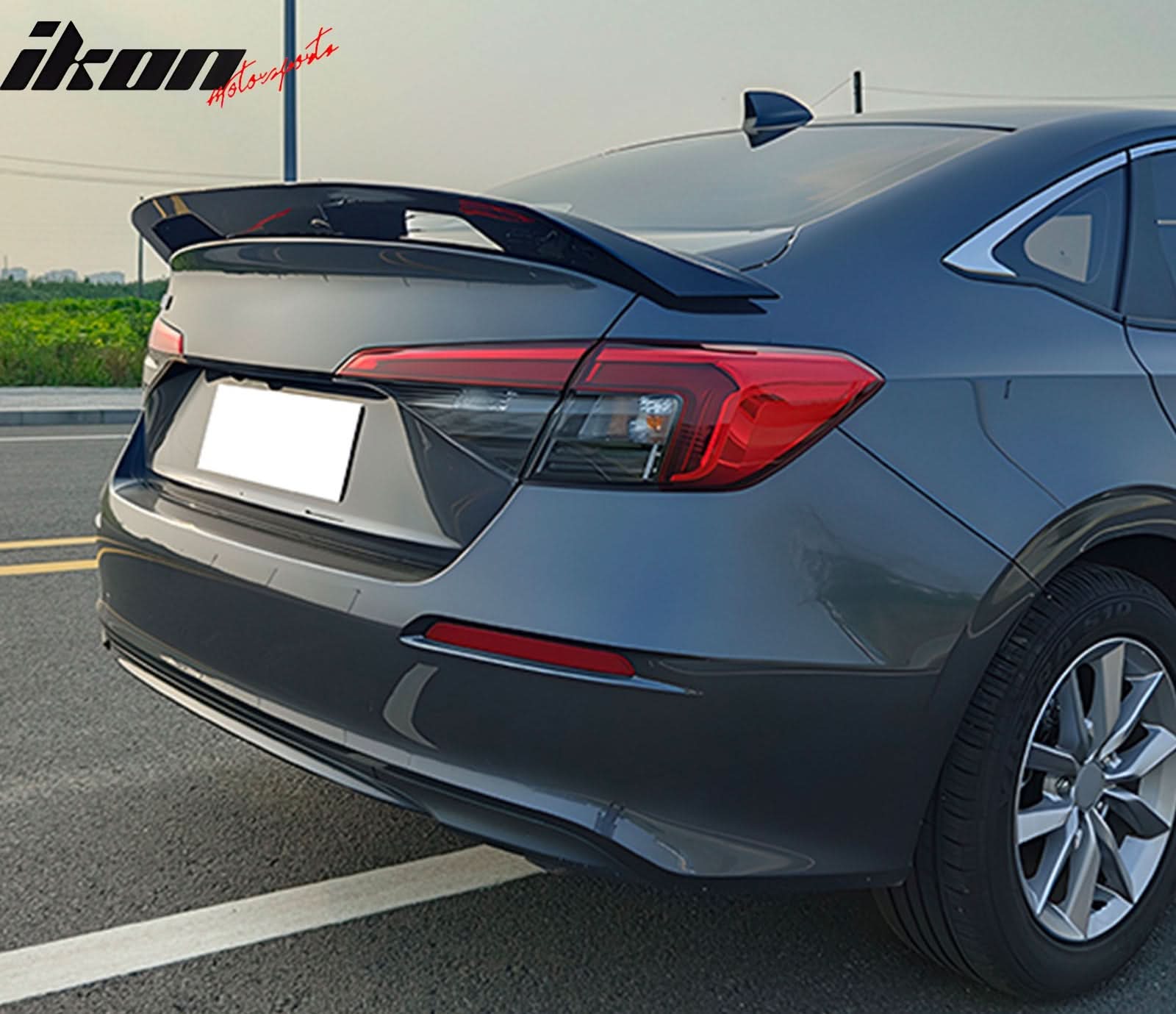 2022-2025 Honda Civic Sedan 11th Gen Gloss Black Trunk Spoiler Lip ABS - Image 2