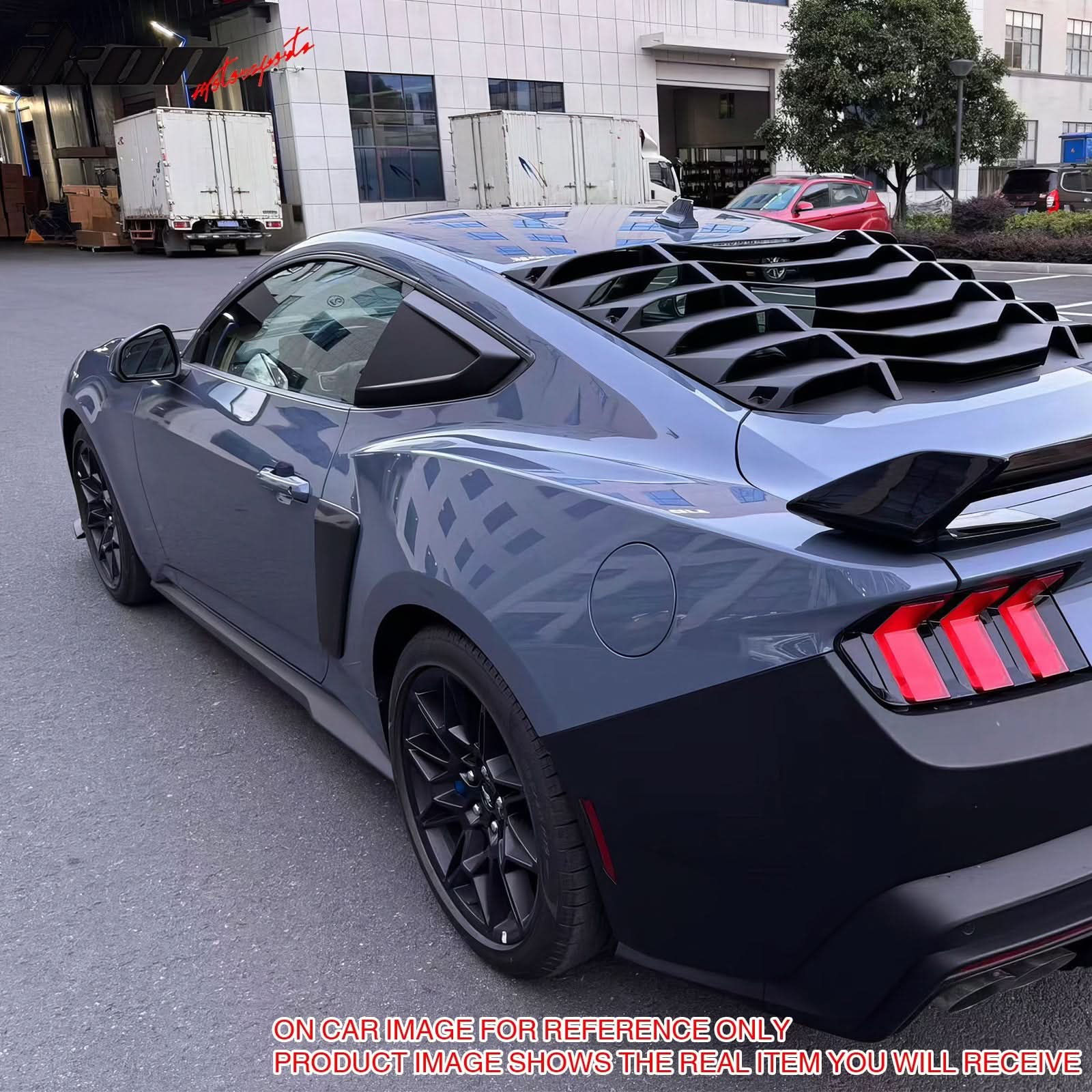 2024-2025 Ford Mustang 2DR V Style Gloss Black Side Window Louvers ABS - Image 3