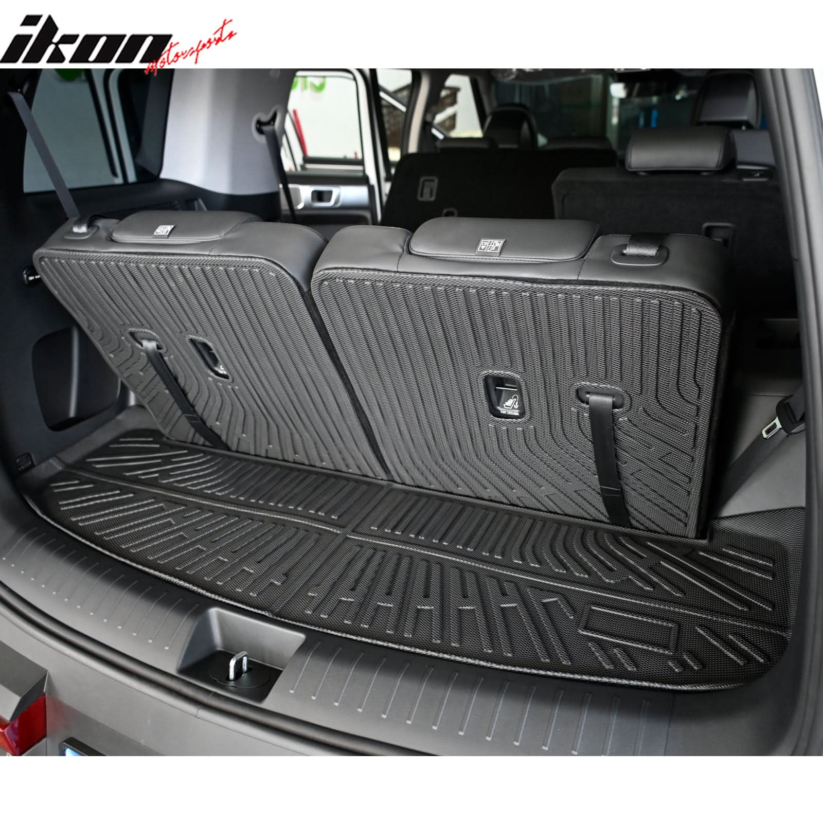 2024-2025 Hyundai Santa Fe Trunk Mat W/ Backrest Rear Seat Liner Black - Image 3