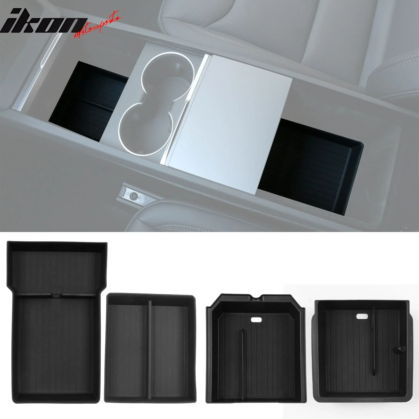 2024-2025 Tesla Model 3 Lower+Upper Center Armrest+Console Storage Box