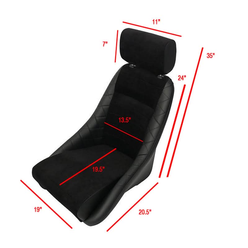 2X Classic Bucket Single Seat With Sliders Suede Black Faux Leather PU - Image 6