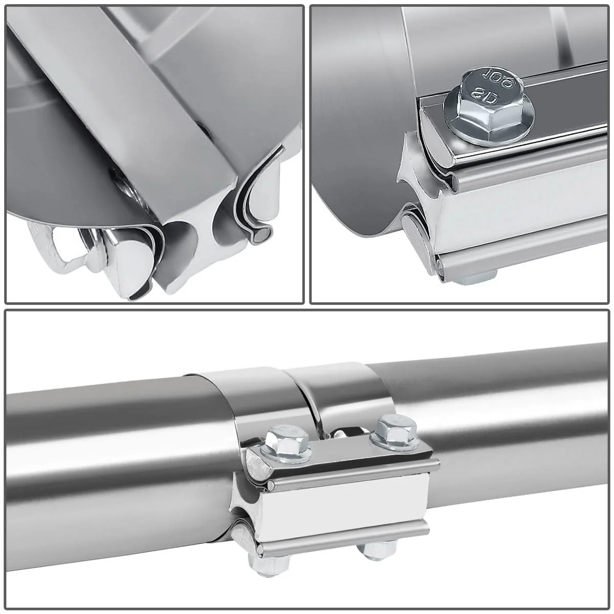 3.0" Lap Joint Exhaust Band Clamp Muffler Sleeve Coupler Stainless Steel - Image 4