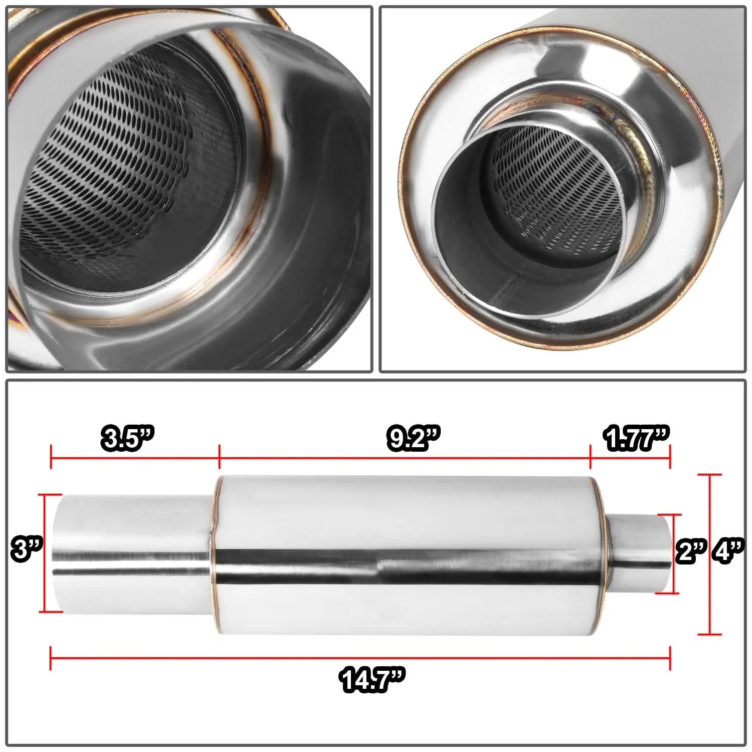3.0" Outlet Round Exhaust Muffler Tip - Polished Stainless Steel - Image 5