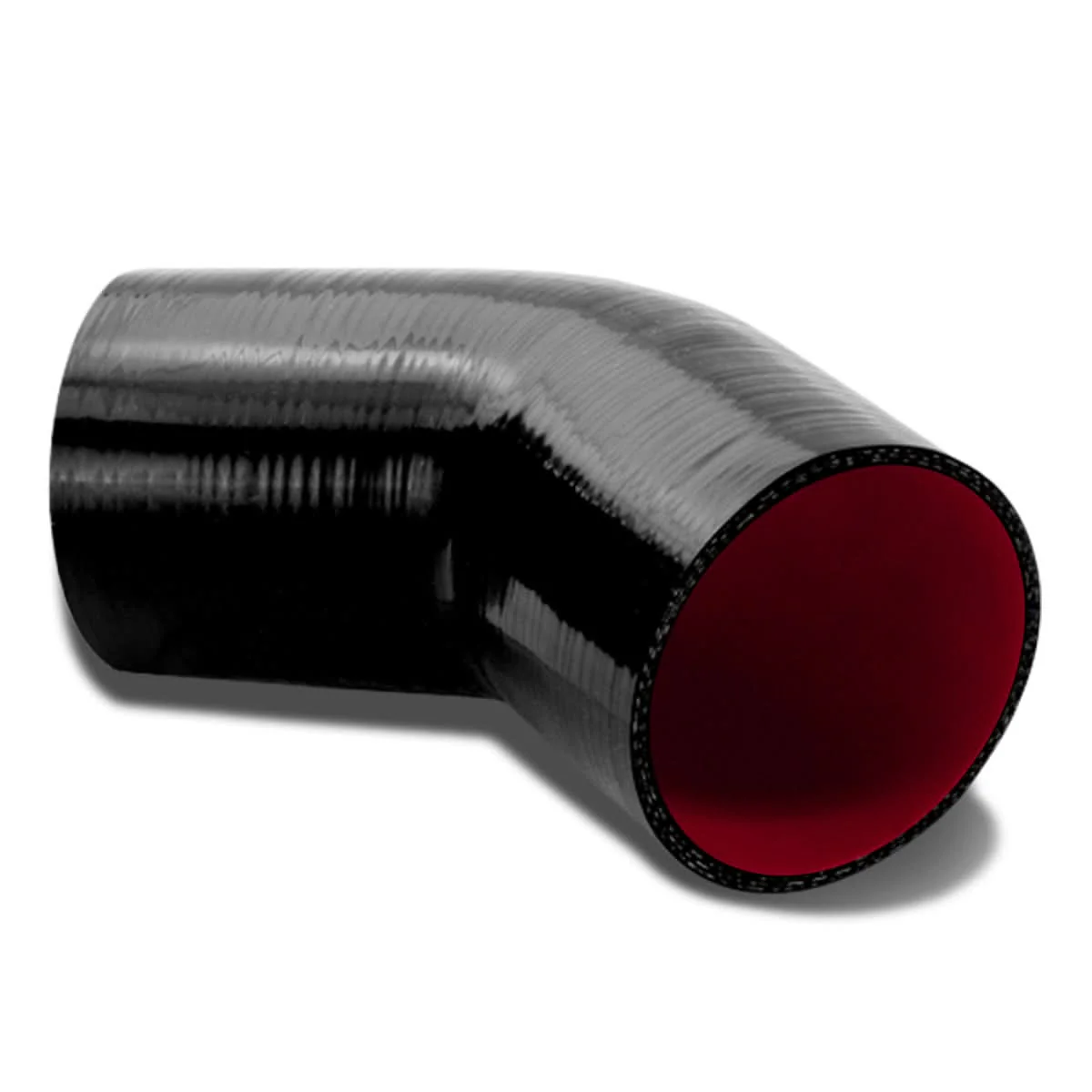 3.50" 45 Degree Silicone Hose - 3-Ply Black/Red - Image 2