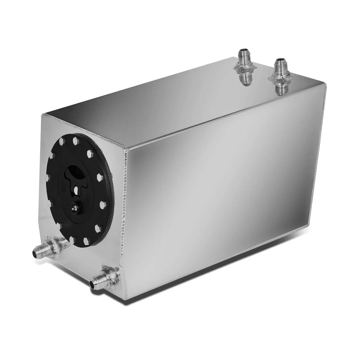 3 Gallon Aluminum Fuel Cell Gas Tank - Black Cap Polished Bottom Feed - Image 2