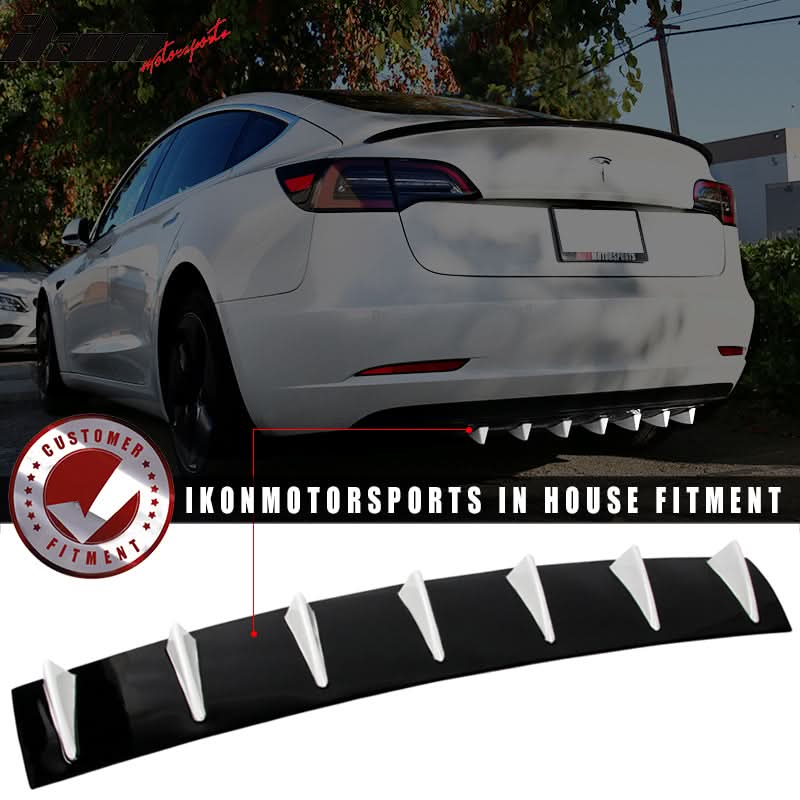33" x 6" Universal Rear Bumper Diffuser Lip 7 Shark Fins Under - Image 10