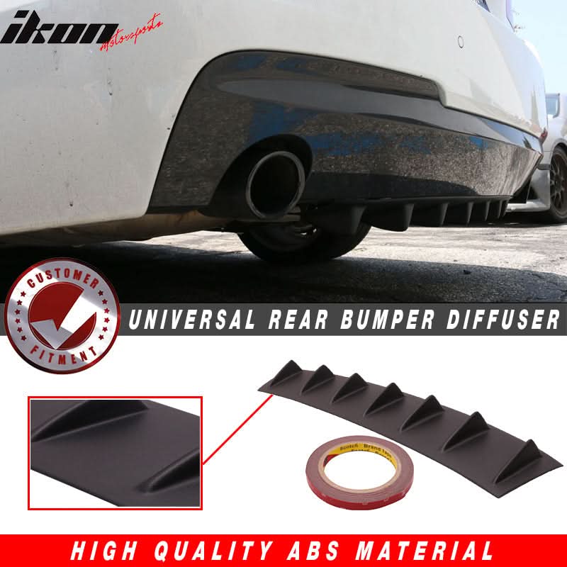33" x 6" Universal Rear Bumper Diffuser Lip 7 Shark Fins Under - Image 2