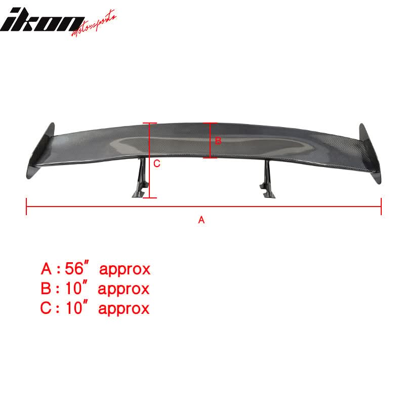 56"Inch GT Style 3D Carbon Fiber Racing Race Drag Trunk Spoiler Wing - Image 7