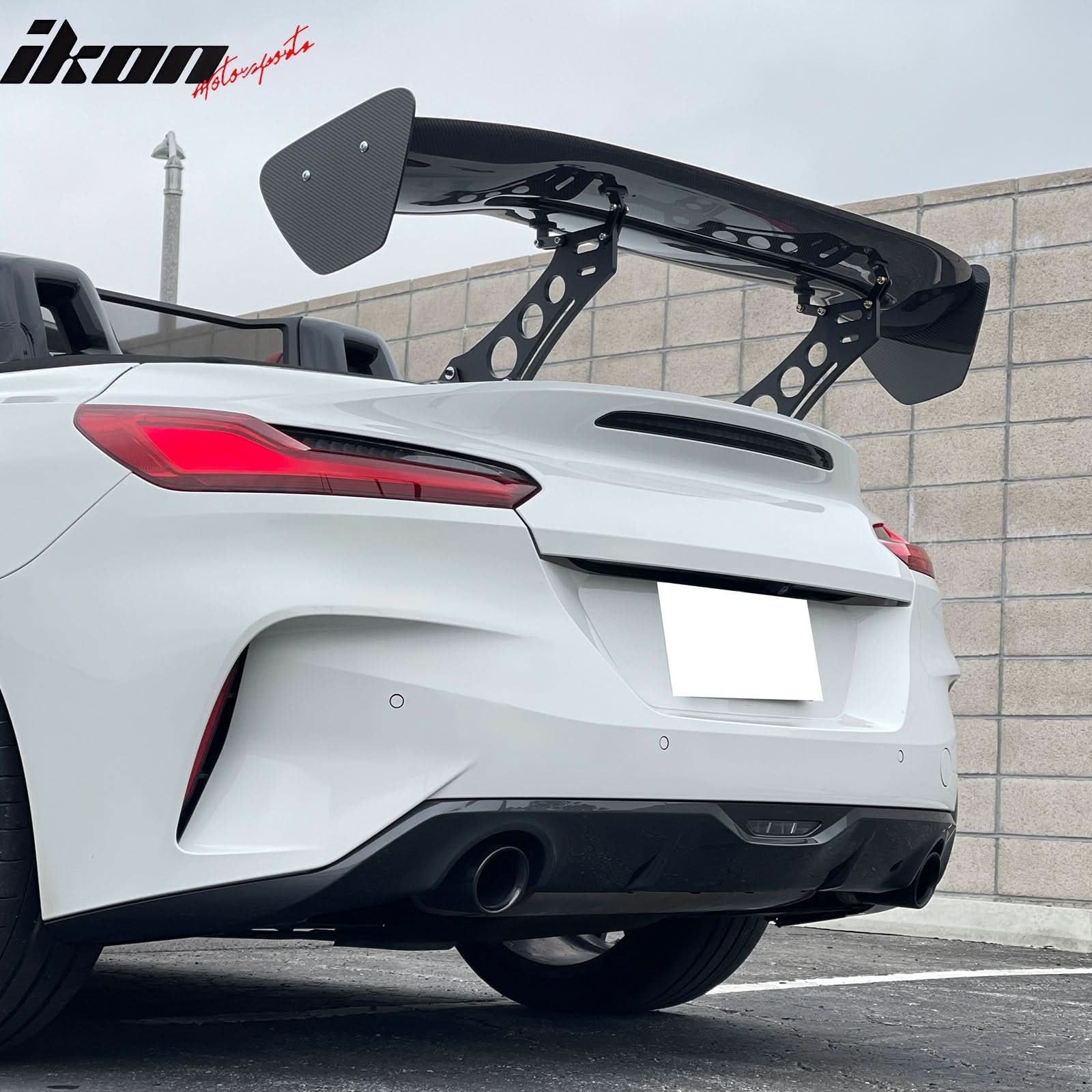 56"Inch GT Style Trunk Spoiler V3 Side Plates V5 Legs 3D Carbon Fiber - Image 2