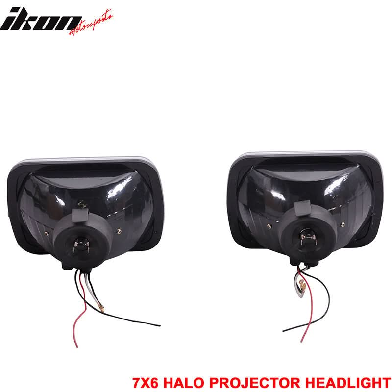 7X6 H4 White Halo Projector Headlight H6014 H6052 H6054 Clear Housing - Image 6