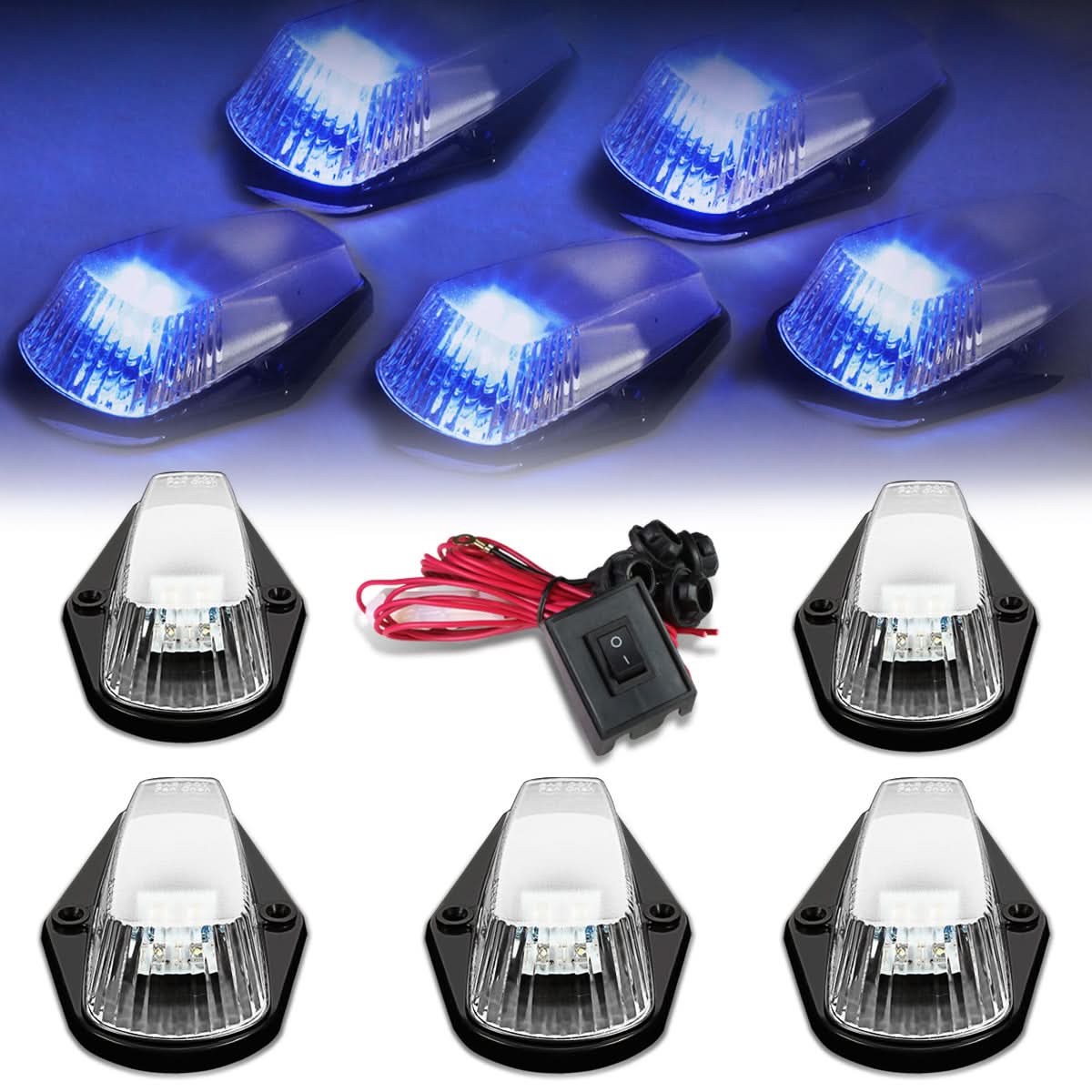 80-96 Ford Super Duty Chrome Housing Blue LED Cab Light - Image 2