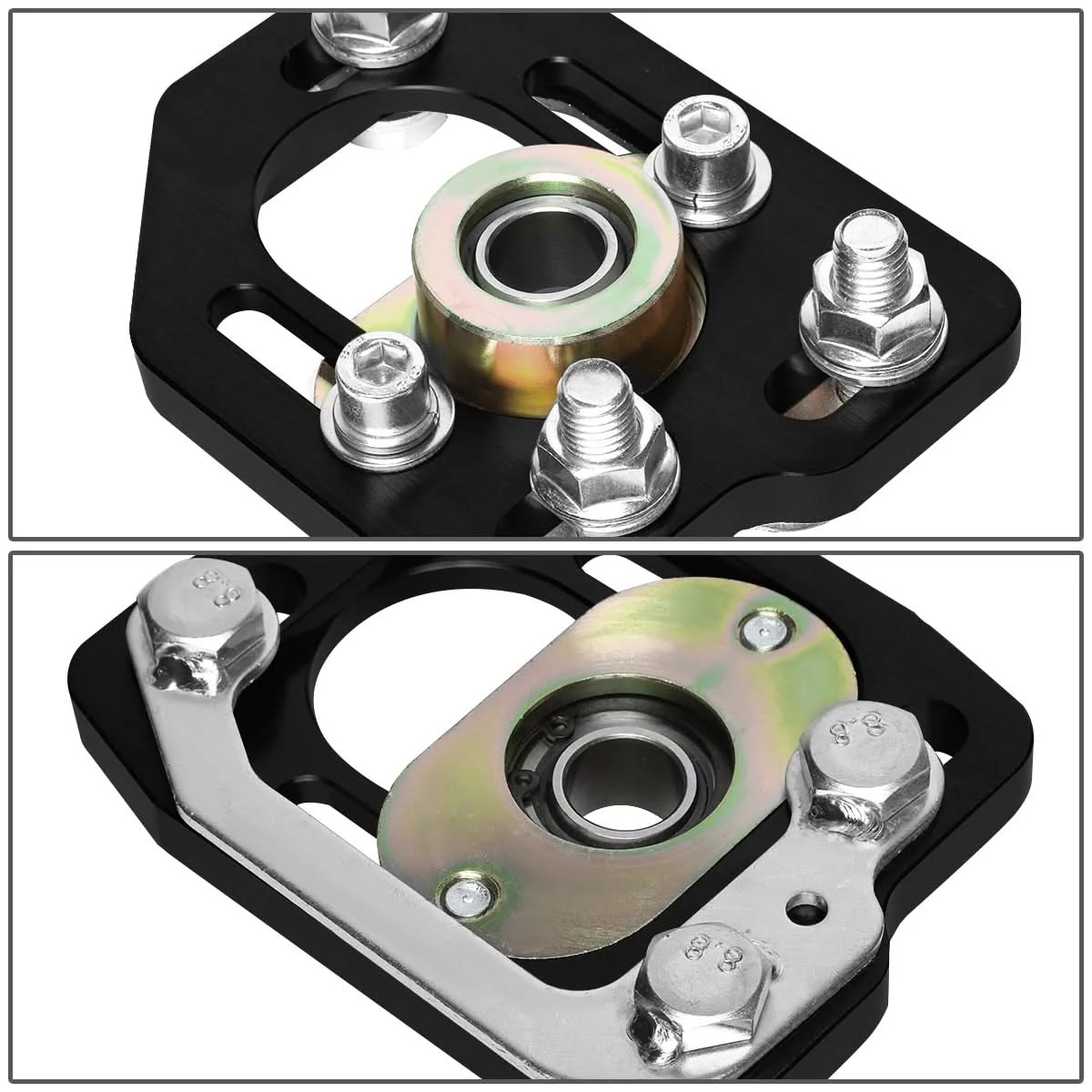 90-93 Ford Mustang Front Upper Camber Plates - Black - Image 4