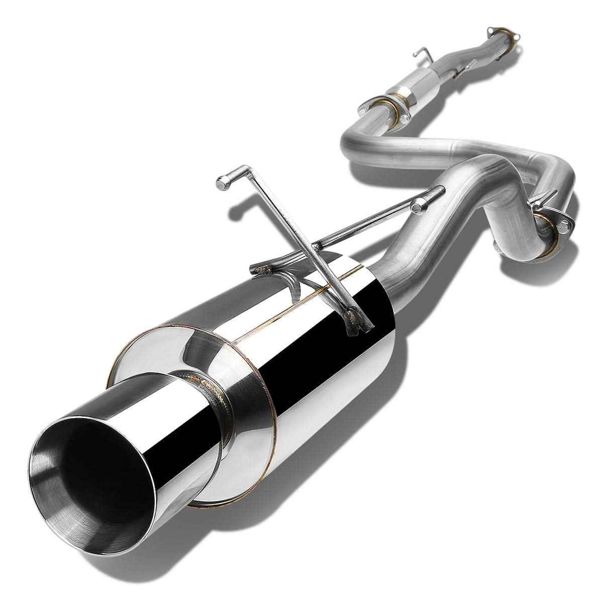 92-00 Honda Civic Catback Exhaust Single Rolled Tip Stainless Steel - Image 3