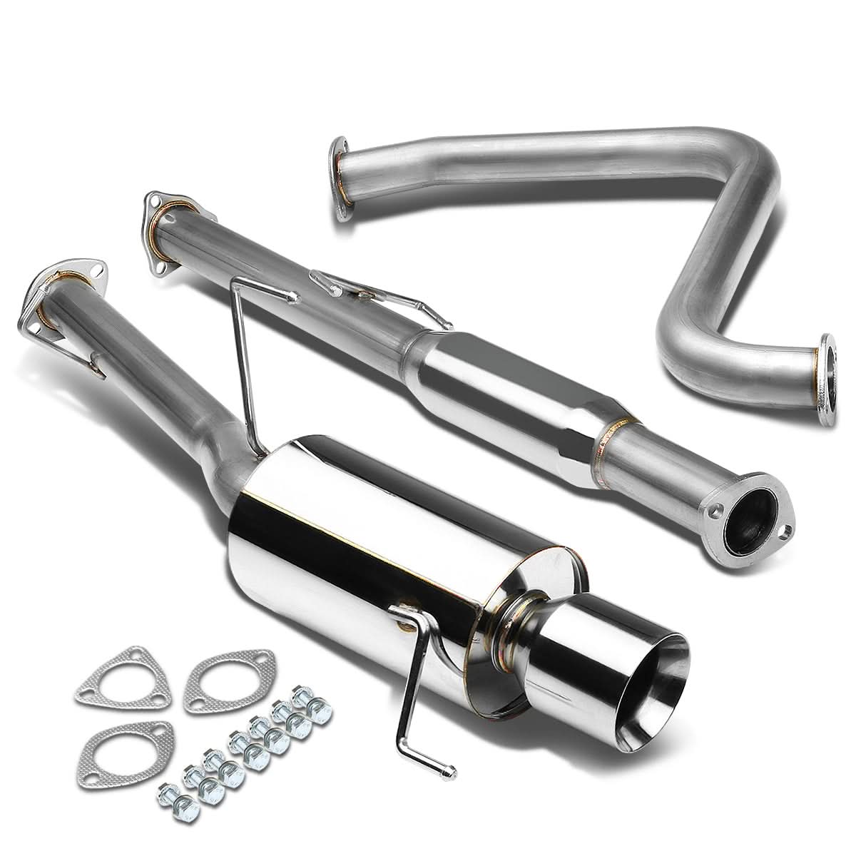 92-96 Honda Prelude Catback Exhaust Single Rolled Tip Stainless Steel - Image 2