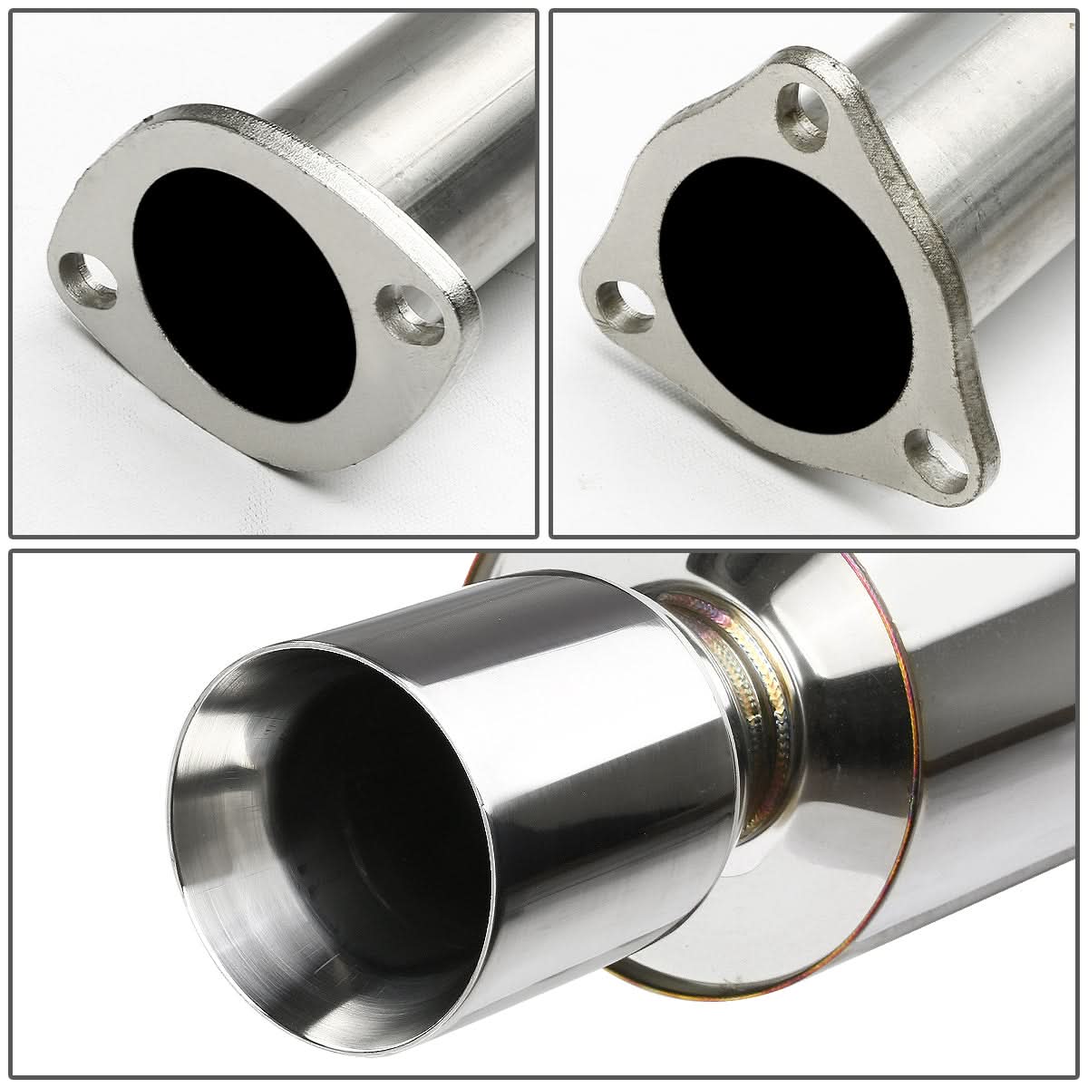 94-97 Honda Accord Single Rolled Tip Catback Exhaust Stainless Steel - Image 4
