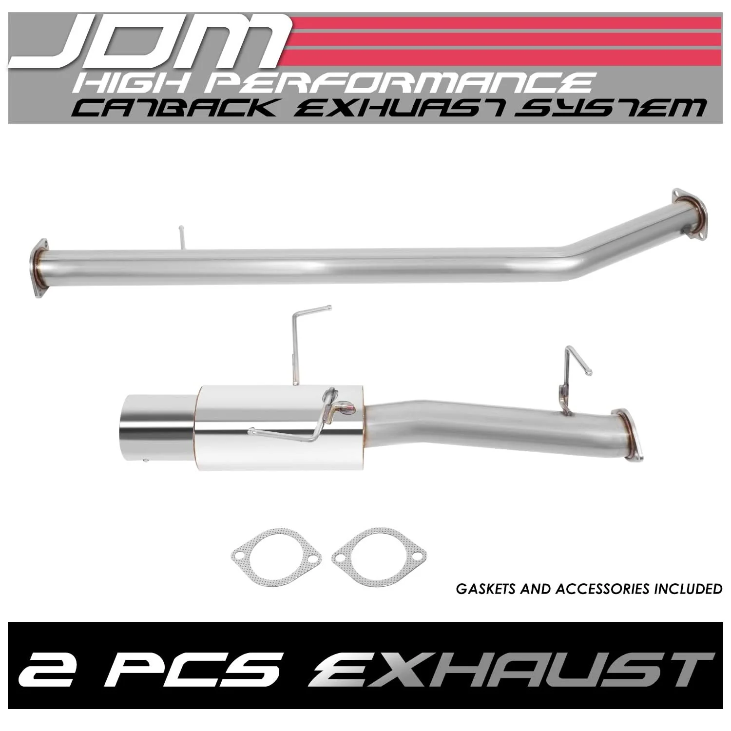 95-98 Nissan 240SX Single Tip Catback Exhaust - Stainless Steel - Image 4