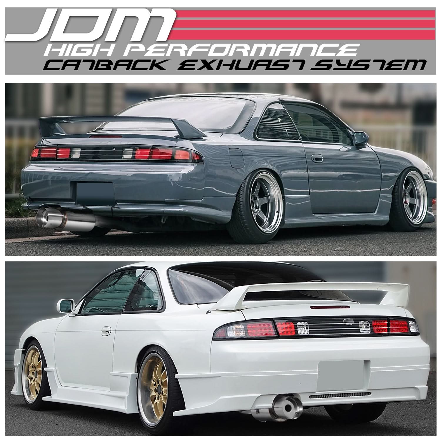 95-98 Nissan 240SX Single Tip Catback Exhaust - Stainless Steel - Image 5