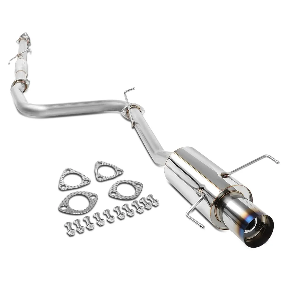 97-01 Honda Prelude Single Burnt Tip Catback Exhaust Stainless Steel - Image 2