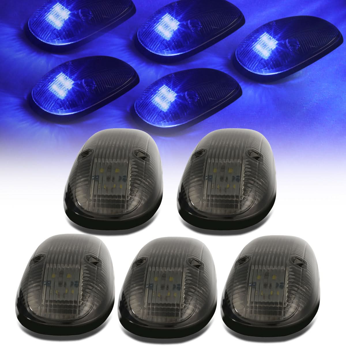 99-02 Dodge Ram 2500/3500 Smoke Housing Blue LED Cab Light - Image 2
