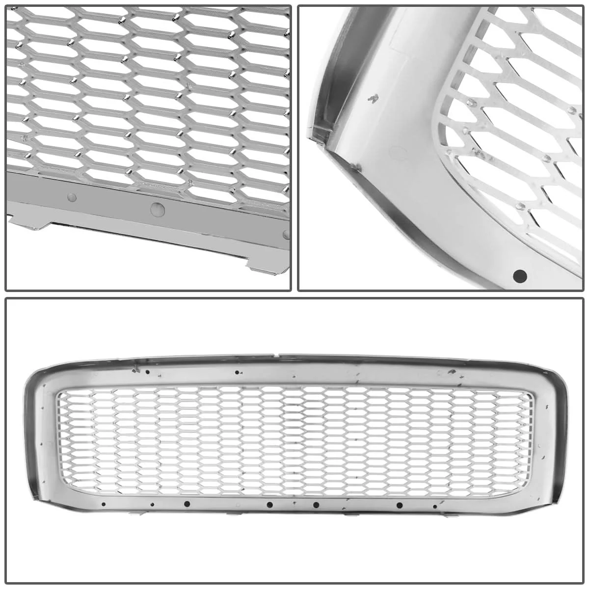 99-04 Ford F-250 F-350 F-450 F-550 Honeycomb Mesh Chrome Grille - Image 5