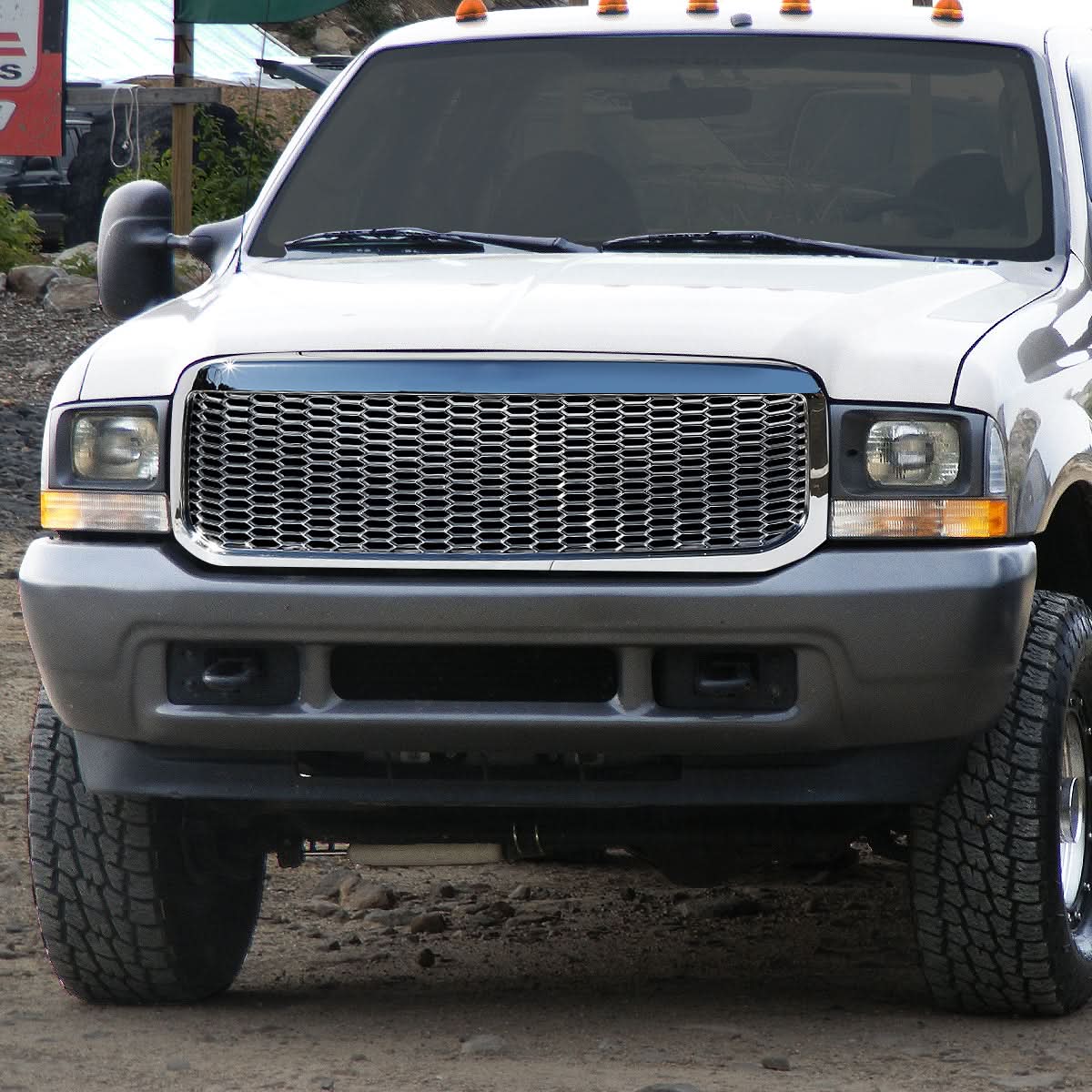99-04 Ford F-250 F-350 F-450 F-550 Honeycomb Mesh Chrome Grille - Image 6