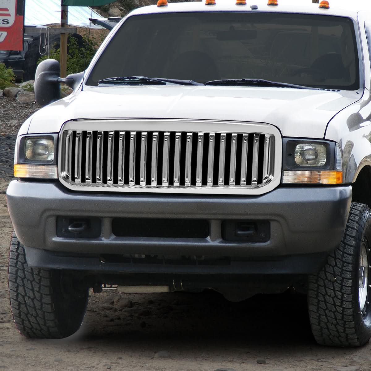 99-04 Ford F-250 F-350 F-450 F-550 Vertical Fence Style Chrome Grille - Image 6