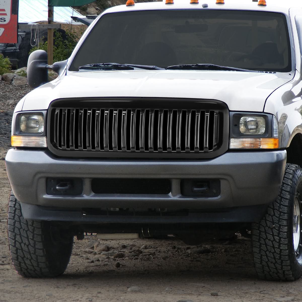 99-04 Ford F-250 F-350 F-450 F-550 Vertical Fence Style Grille - Black - Image 6