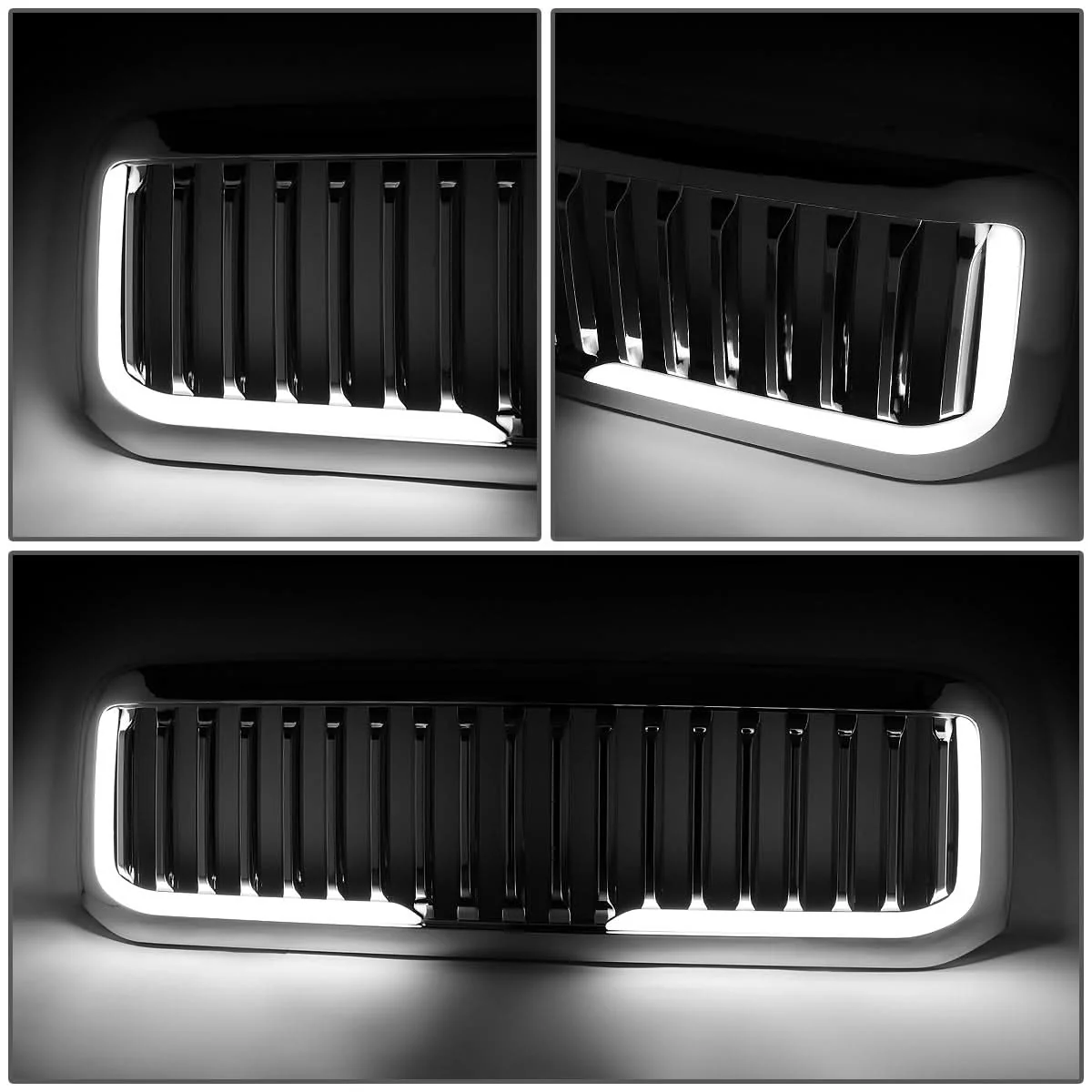 99-04 Ford F-250 F-350 F-450 F-550 Vertical Fence Style LED DRL Grille - Image 4