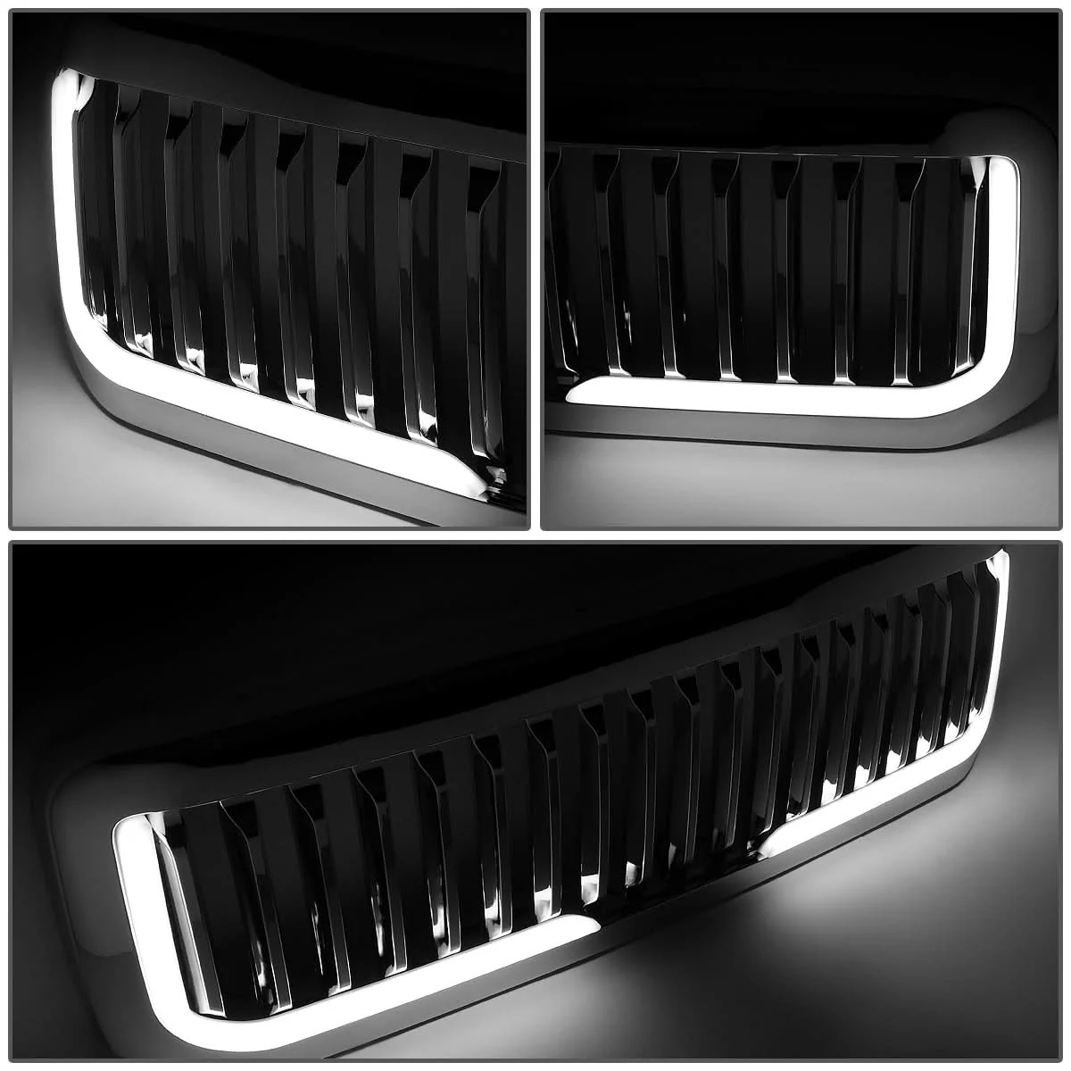 99-04 Ford F-250 F-350 F-450 F-550 Vertical Fence Style LED DRL Grille - Image 5