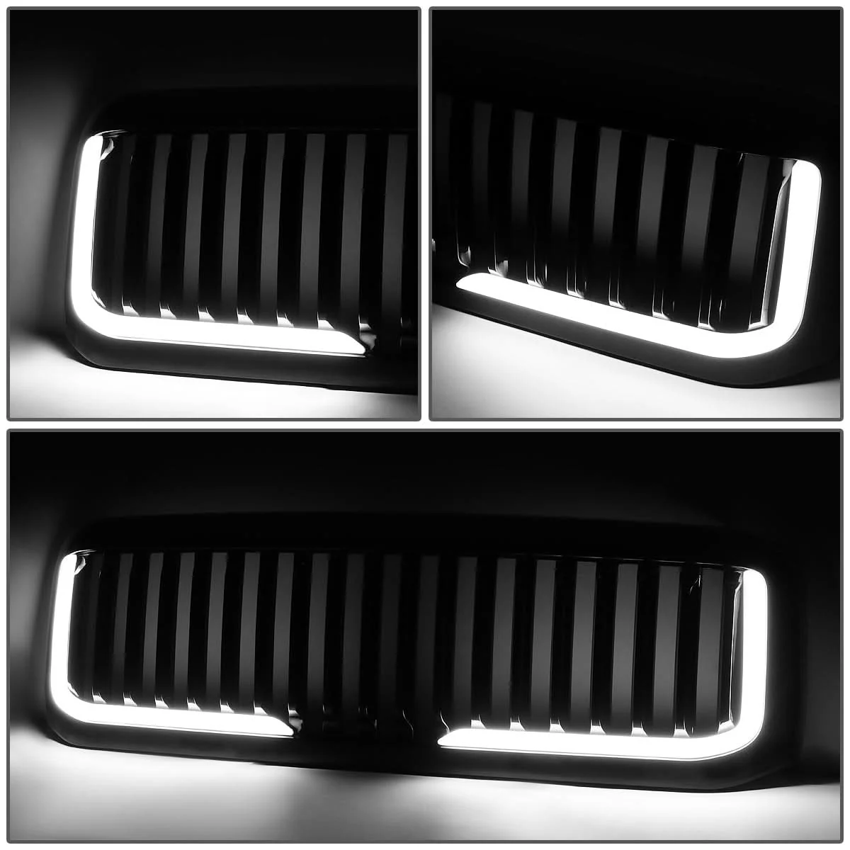 99-04 Ford F-250 F-350 F-450 F-550 Vertical Fence Style LED DRL Grille - Image 4