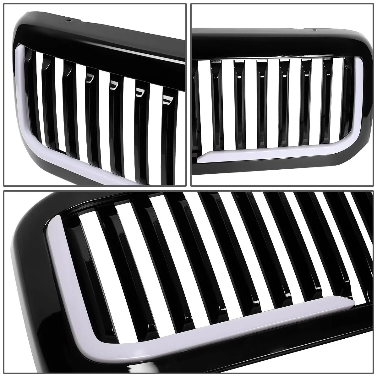 99-04 Ford F-250 F-350 F-450 F-550 Vertical Fence Style LED DRL Grille - Image 6