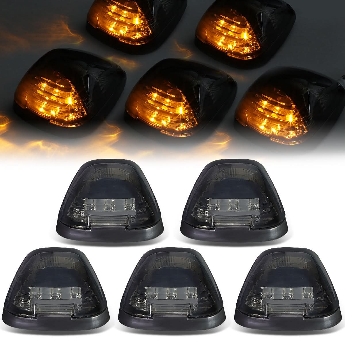 99-15 Ford Super Duty Smoke Housing Amber LED Cab Light - Image 2