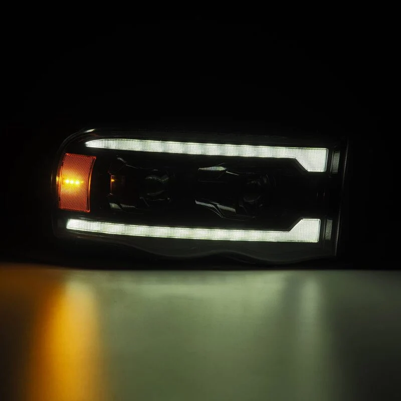 AlphaRex 02-05 Dodge Ram 1500 LUXX LED Proj Headlights Alpha Black w/Activ Light/Seq Signal - Image 2