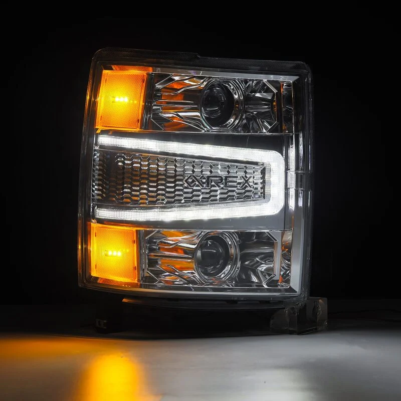 AlphaRex 04-15 Chevy 1500HD LUXX LED Proj Headlights Chrome w/Seq Activation Light / Seq Signal - Image 5