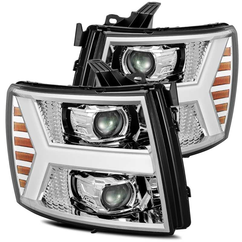 AlphaRex 07-13 Chevy 1500HD PRO-Series Proj Headlights Plank Style Chrome w/Activ Light/Seq Signal - Image 2