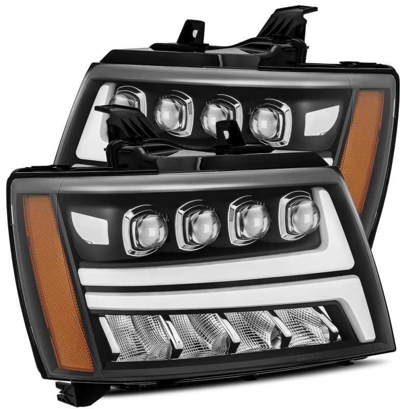AlphaRex 07-13 Chevy Avalanche NOVA LED Proj Headlights Plank Style Matte Black w/Activ Light/DRL - Image 2