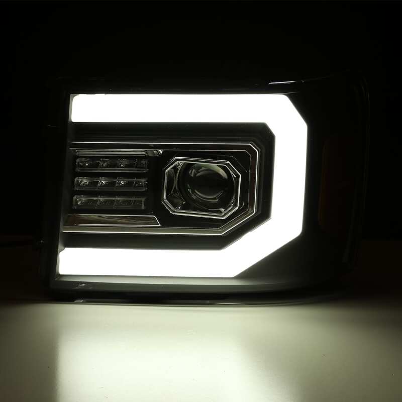 AlphaRex 07-13 GMC 1500HD PRO-Series Proj Headlights Plank Style Gloss Blk w/Activ Light/Seq Signal - Image 6
