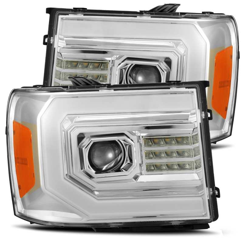 AlphaRex 07-13 GMC 1500HD PRO-Series Projector Headlights Plank Style Chrm w/Activ Light/Seq Signal - Image 2