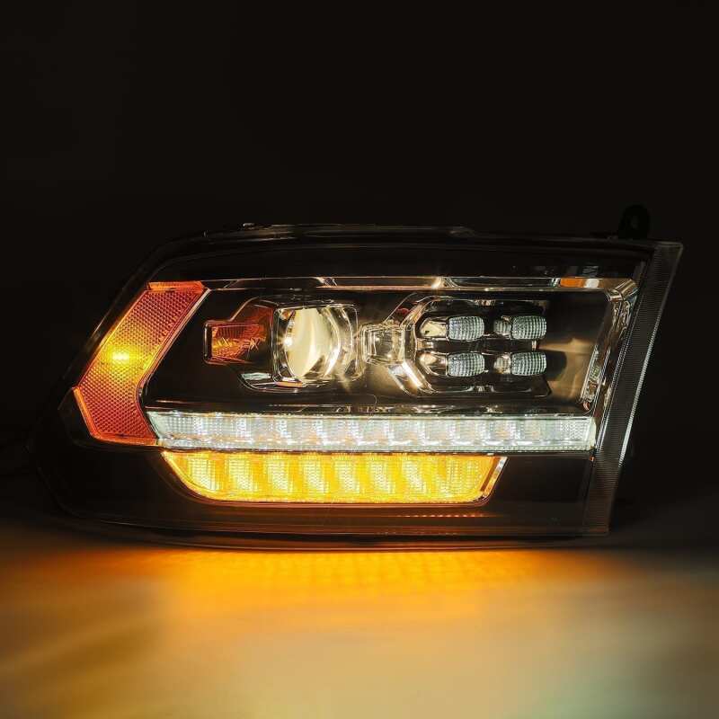 AlphaRex 09-18 Dodge Ram 2500HD LUXX LED Proj Headlights Plank Style Black w/Seq Signal/Smoked DRL - Image 6